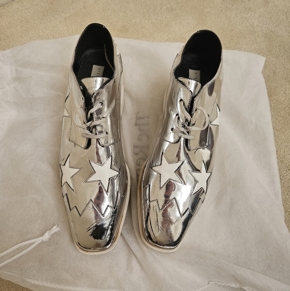 Stella mccartney silver mirror Elyse platform, size 10 (40)